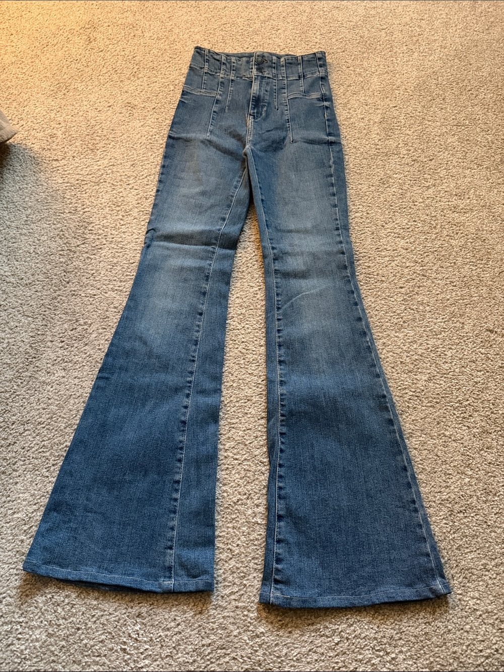 Free People Dark Wash High-Rise Flared Jeans